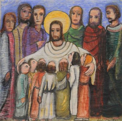 Christus holt die Kinder zu sich.