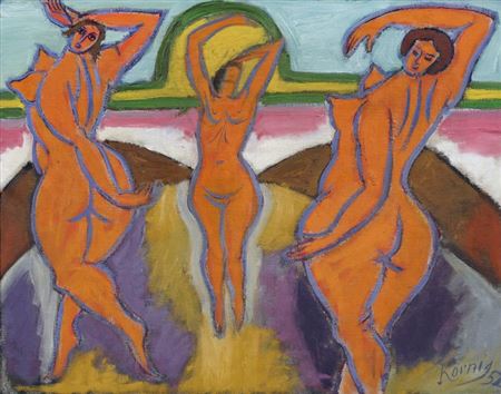 "Die drei Grazien (Drei weibliche Akte, tanzend)." by Hans Kornig - Auction record, sale price, and art valuation. Compare with similar artists and explore comparable artworks.