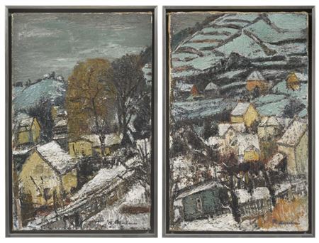 Radebeul - Blick auf die winterliche Lößnitz von der Jägermühle aus (Diptychon). by Theodor Rosenhauer - Auction record, sale price, and art valuation. Compare with similar artists and explore comparable artworks.