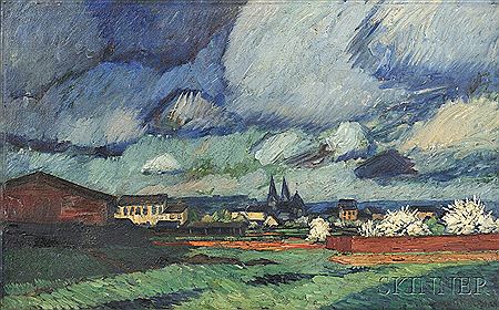 Village with Stormy Sky