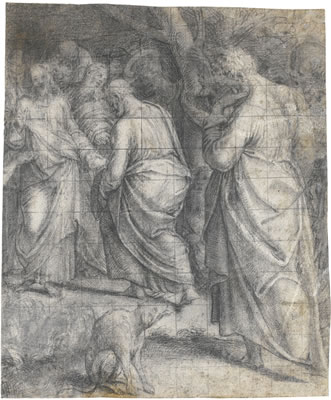 RECTO: THE FEEDING OF THE FIVE THOUSAND; VERSO: FIGURE STUDIES