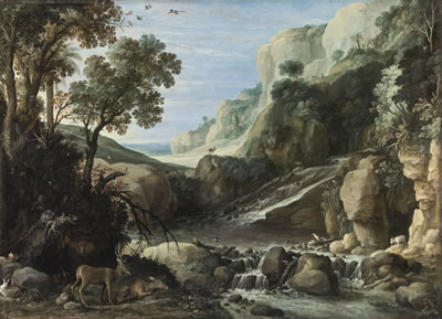 MOUNTAINOUS LANDSCAPE WITH WILDLIFE AROUND A CASCADE by Paul Bril - Auction record, sale price, and art valuation. Compare with similar artists and explore comparable artworks.
