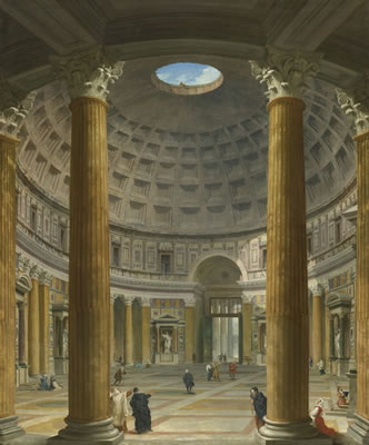 ROME, THE PANTHEON, A VIEW OF THE INTERIOR TOWARDS THE PIAZZA DELLA ROTONDA
