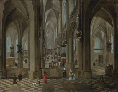 THE INTERIOR OF THE ONZE LIEVE VROUWEKERK IN ANTWERP