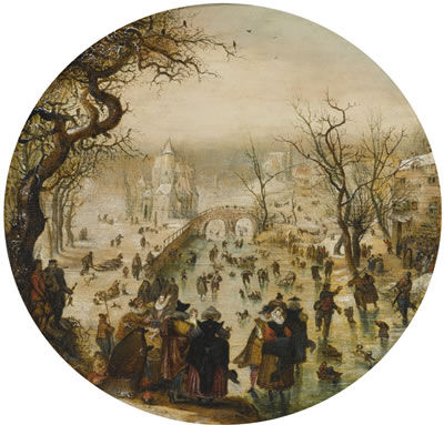 WINTER LANDSCAPE WITH ELEGANT FIGURES