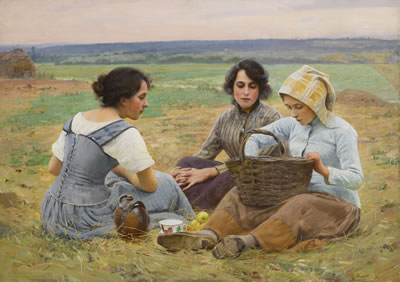LUNCH BREAK IN THE FIELDS by Charles Sprague Pearce - Auction record, sale price, and art valuation. Compare with similar artists and explore comparable artworks.