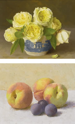 ROSES-CELINE FORESTIER AND PEACHES AND PLUMS: TWO PAINTINGS