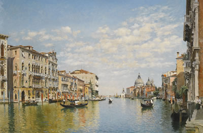 GONDOLIERS ON THE GRAND CANAL, VENICE