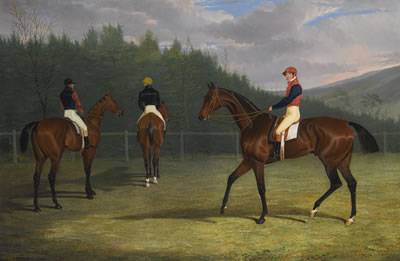 THE START OF THE GOODWOOD GOLD CUP, 1831, LORD CHESTERFIELD'S PRIAM, HIS MAJESTY KING WILLIAM IV'S FLEUR DE LIS, AND MR. STONEHEWER'S VARIATION
