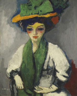 FEMME AU CHAPEAU VERT