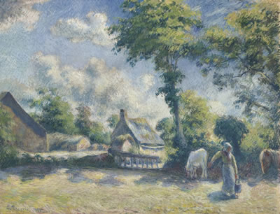 PAYSAGE À MELLERAY, FEMME DONNANT À BOIRE À DES CHEVAUX