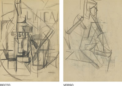 STILL LIFE WITH BOTTLE (A DOUBLE-SIDED DRAWING)