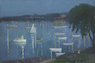 NOCTURNE, MARBLEHEAD, MASSACHUSETTS by Hayley Lever - Auction record, sale price, and art valuation. Compare with similar artists and explore comparable artworks.