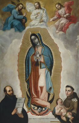 PRESENTACIÓN DE LA VIRGEN DE GUADALUPE CON LA SANTÍSIMA TRINIDAD, SAN IGNACIO DE LOYOLA Y SAN ANTONIO COMO TESTIGOS