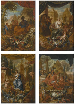 HE FOUR CONTINENTS: AMERICA, AFRICA, EUROPE AND ASIA