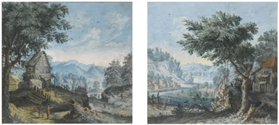A PAIR OF LANDSCAPES: A) TWO MEN IN CONVERSATION IN A LANDSCAPE B) A RIVERSCAPE WITH A COTTAGE IN THE FOREGROUND by Franz Edmund Weirotter - Auction record, sale price, and art valuation. Compare with similar artists and explore comparable artworks.
