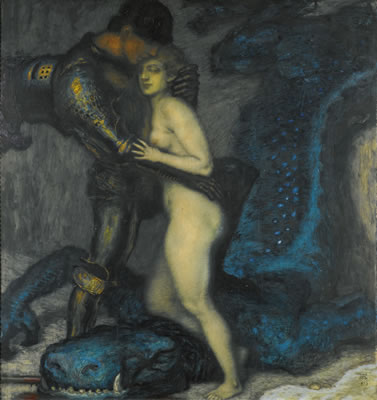 THE DRAGON SLAYER by Franz Von Stuck - Auction record, sale price, and art valuation. Compare with similar artists and explore comparable artworks.