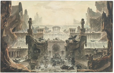 Sample artwork by Louis Jean Desprez (1743 - 1804), known for architecture and landscape drawing, engraving, watercolor painting, teaching - View similar artists and auction records