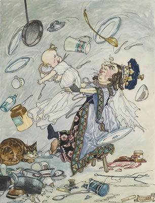 COMPLETE SET OF FIVE WATERCOLOUR DRAWINGS FOR 'SONGS FROM ALICE IN WONDERLAND'