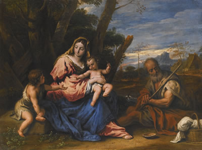 THE HOLY FAMILY WITH THE INFANT SAINT JOHN THE BAPTIST IN A LANDSCAPE