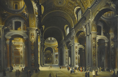 INTERIOR OF ST PETER'S, ROME
