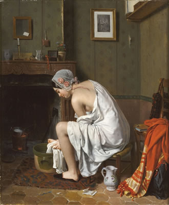YOUNG WOMAN AT HER TOILET