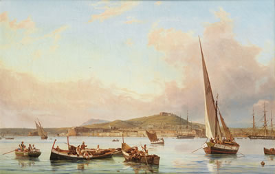 NAPLES, VIEW OF THE VOMERO HILL, FROM THE SEA by Antonie Sminck Pitloo - Auction record, sale price, and art valuation. Compare with similar artists and explore comparable artworks.