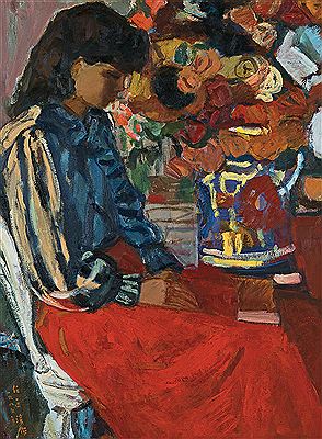 Woman with Flowers by Jiksoon Yim - Auction record, sale price, and art valuation. Compare with similar artists and explore comparable artworks.