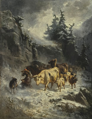 TROUPEAU DANS UNE TEMPÊTE DE NEIGE, 1858 by Charles Humbert - Auction record, sale price, and art valuation. Compare with similar artists and explore comparable artworks.