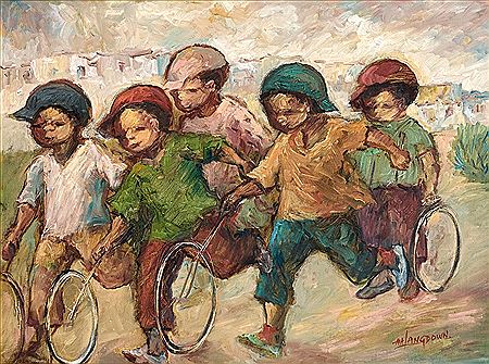 Children Playing with Hoops
