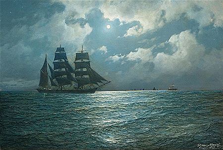 Tall Ship and Lightvessel by Hugo Wilhelm Hugo Schnars-Alquist - Auction record, sale price, and art valuation. Compare with similar artists and explore comparable artworks.