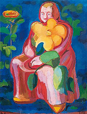 Woman with large Flower - Frau mit großer Blume by Charlotte HilmerHilmer-Wegel - Auction record, sale price, and art valuation. Compare with similar artists and explore comparable artworks.