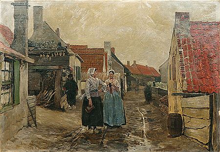 Dutch Street with young Women