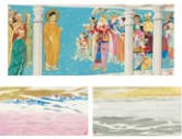 Study of the Wall Painting in Women's Association Hall of Higashi Honganji, Kyoto Buddha Meeting His Father King Himaraya in the Morning Ganges in the dark (3)