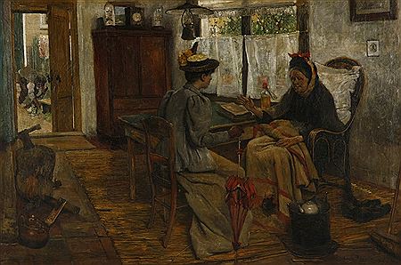 INTERIOR SCENE WITH TWO FIGURES