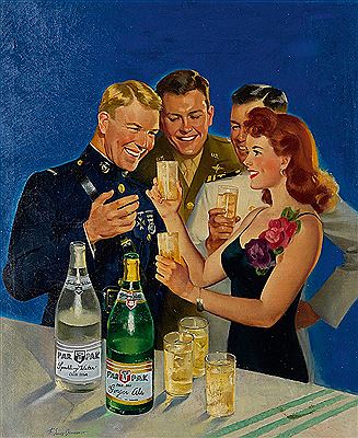 Par-T-Pack Cola advertisement with woman and U.S. Servicemen