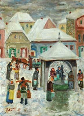 Figures by the well