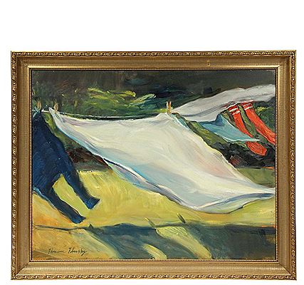 Laundry on the Line, Monhegan, Maine by Theodore Tihansky - Auction record, sale price, and art valuation. Compare with similar artists and explore comparable artworks.