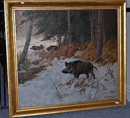 "Sauen im Winter", sows in winter