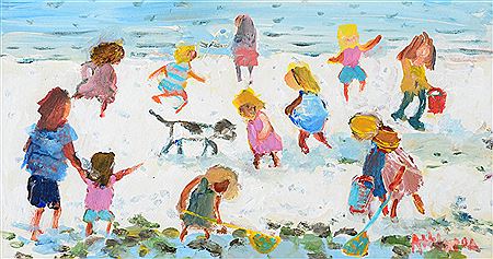 Children playing in the sea