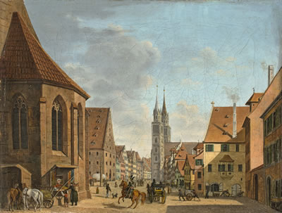 Die Königstrasse in Nürnberg mit Blick auf St. Lorenz