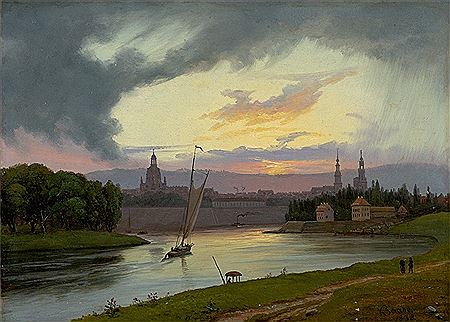 View of Dresden at sunset