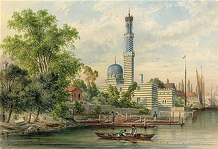 "Three views of Potsdam and the surrounding area (view of a village, ""Moschee"" [Mosque] and the Garnisonkirchen in Potsdam)"