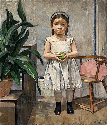 Young Girl with a Green Apple.