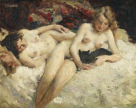 Zwei Mädchen mit Katze