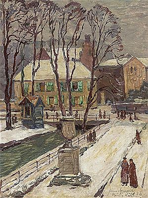 "Düsseldorf. Wintertag,1n der Düssel in der Goltsteinstraße"