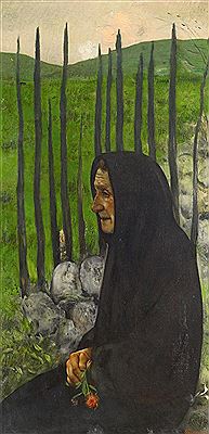 Alte Frau / Bäuerin mit Blume