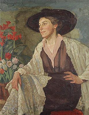 "Portrait einer Dame mit Hut"