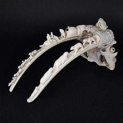 ELABORATELY CARVED SKULL by Luke Airut - Auction record, sale price, and art valuation. Compare with similar artists and explore comparable artworks.