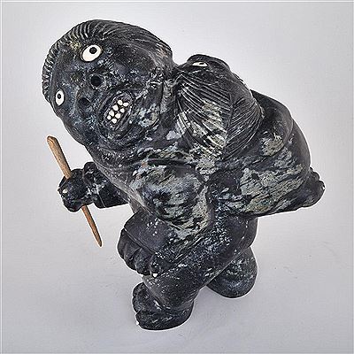 BEAR WOMAN PACKING SCREAMING GIRL by Nelson Takkiruq - Auction record, sale price, and art valuation. Compare with similar artists and explore comparable artworks.